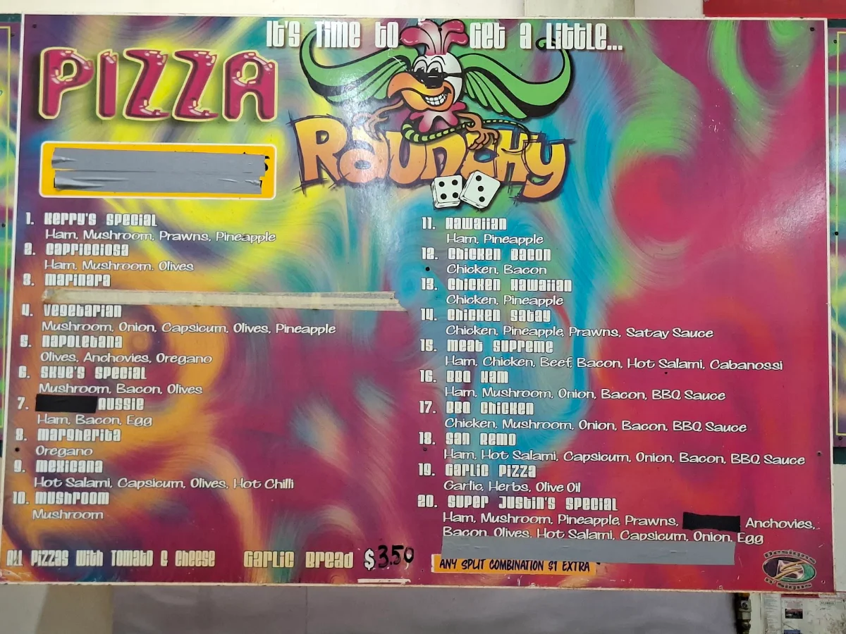 Menu, Raunchy Rooster