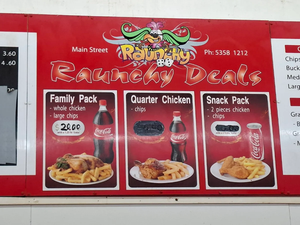 Menu, Raunchy Rooster