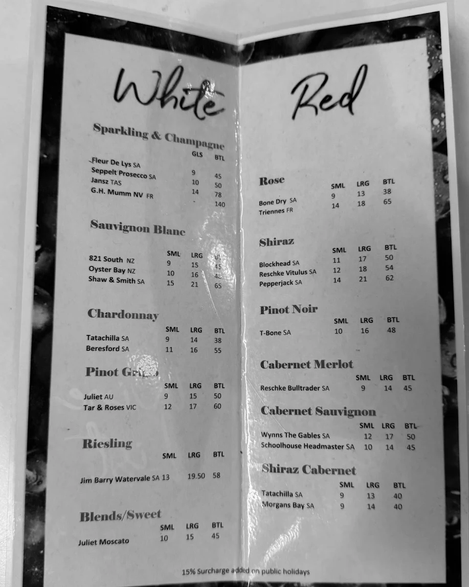 Menu, The Precinct
