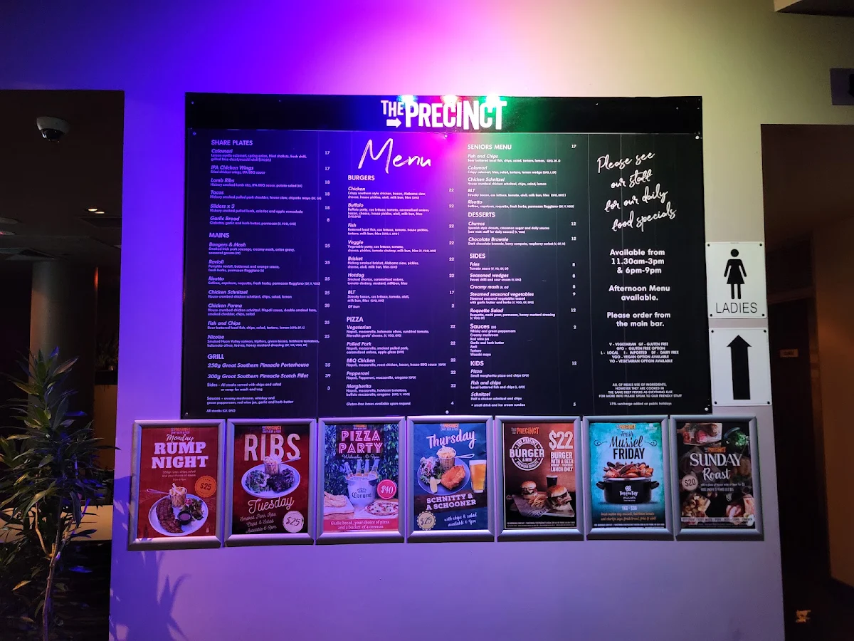 Menu, The Precinct