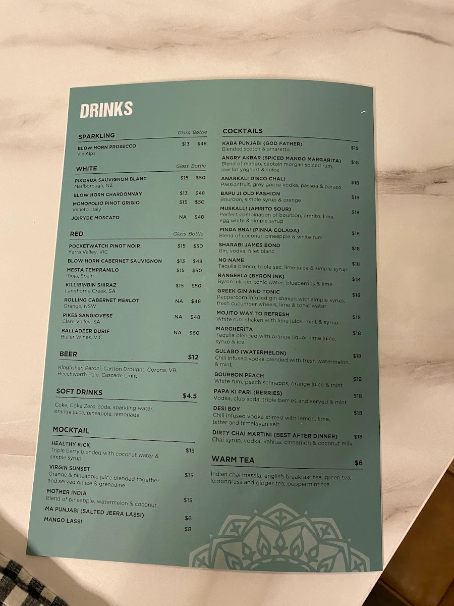 Menu, BLOW HORN RESTAURANT