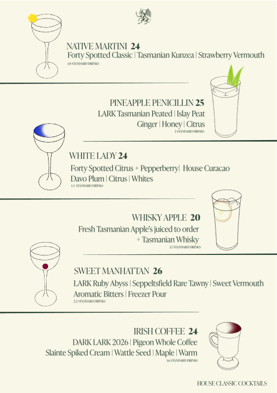 Menu, GOTHAM at The Still