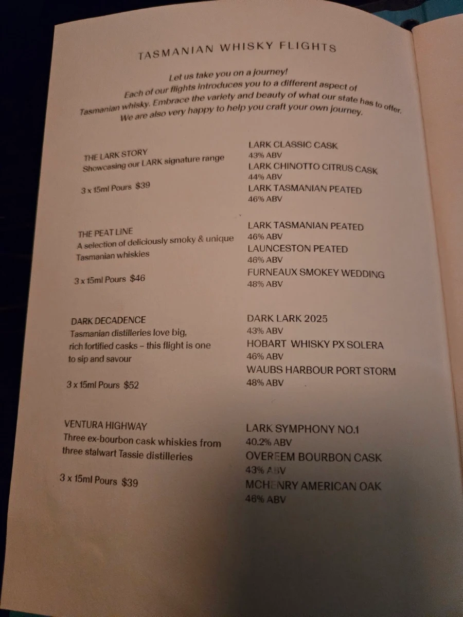 Menu, GOTHAM at The Still