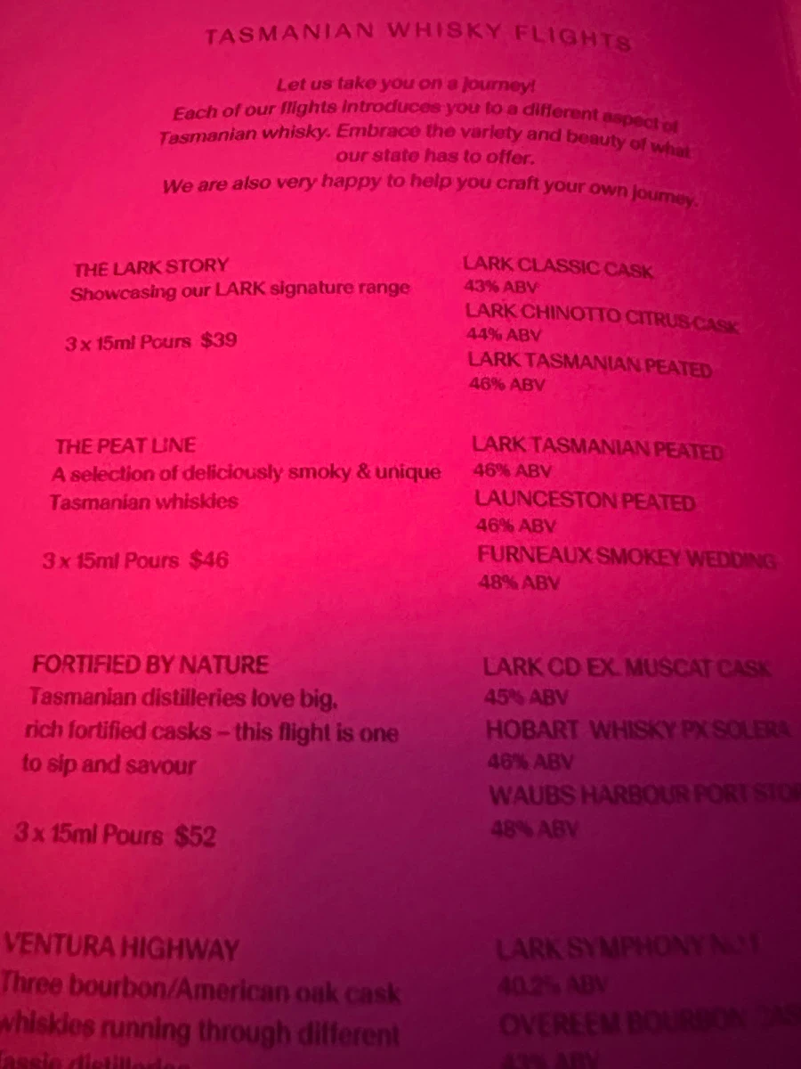 Menu, GOTHAM at The Still