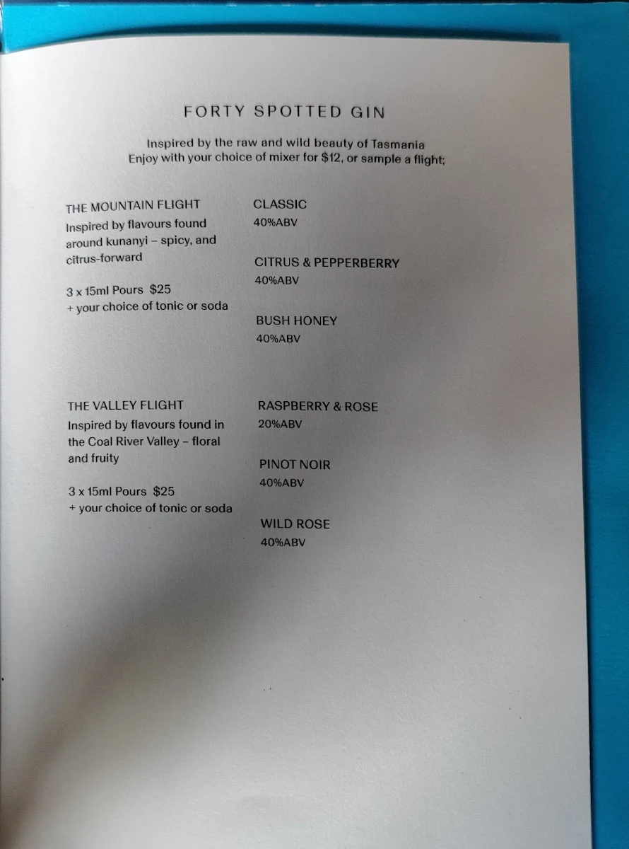 Menu, GOTHAM at The Still