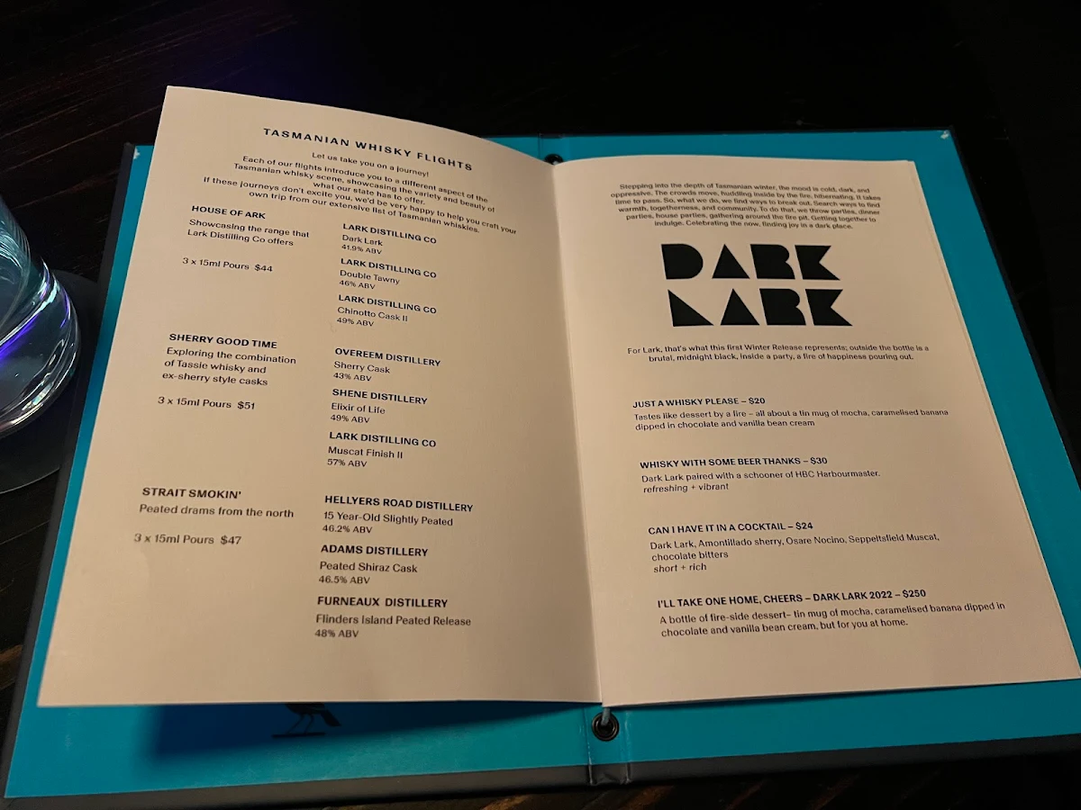 Menu, GOTHAM at The Still