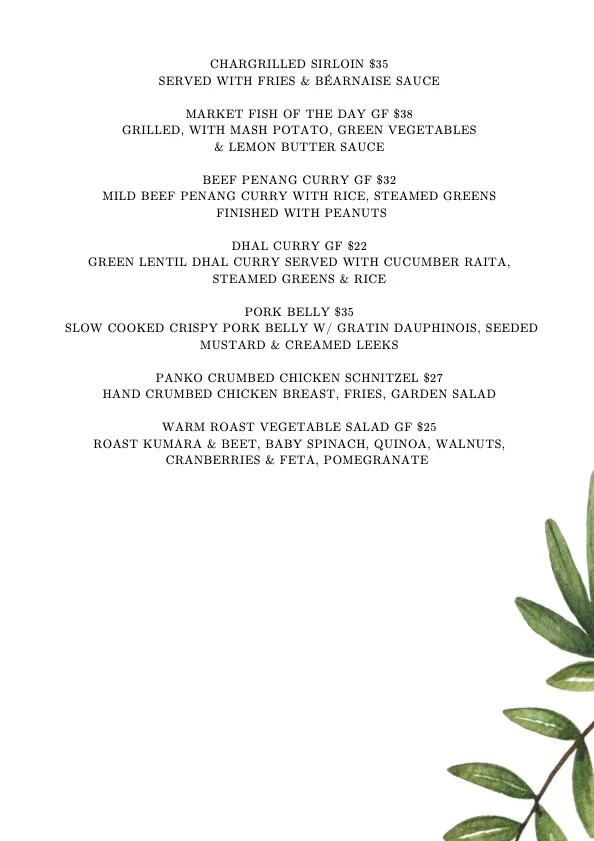 Menu, Sips At Moby's