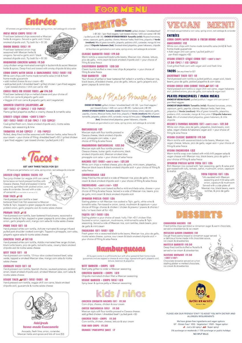Menu, Hecho En Mexico Eltham
