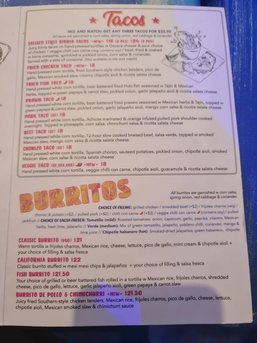 Menu, Hecho En Mexico Eltham