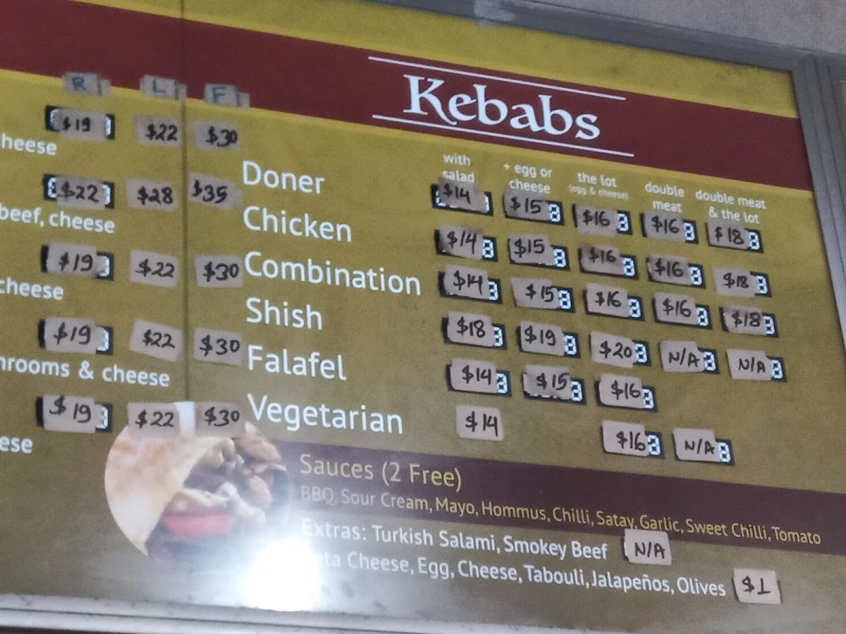 Menu, Belmont Kebab and Pizza