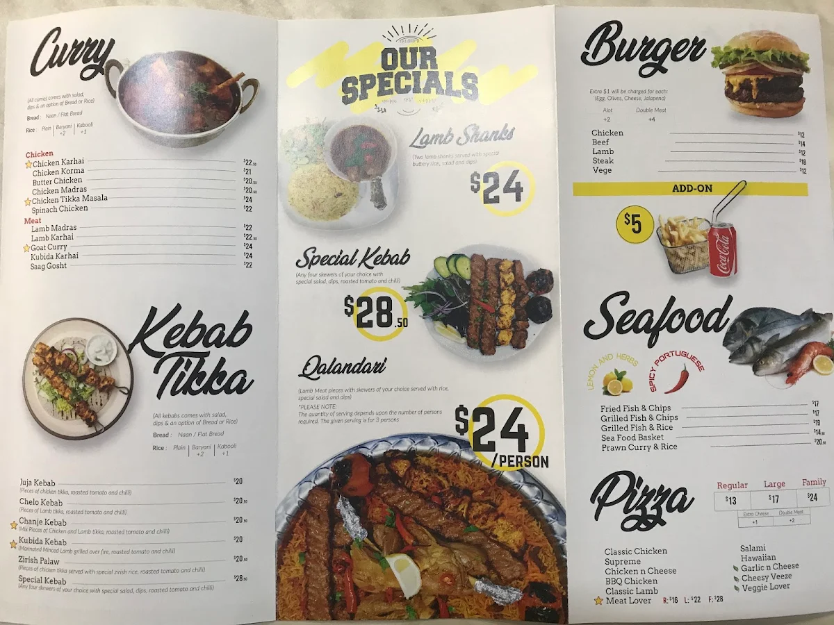 Menu, Belmont Kebab and Pizza