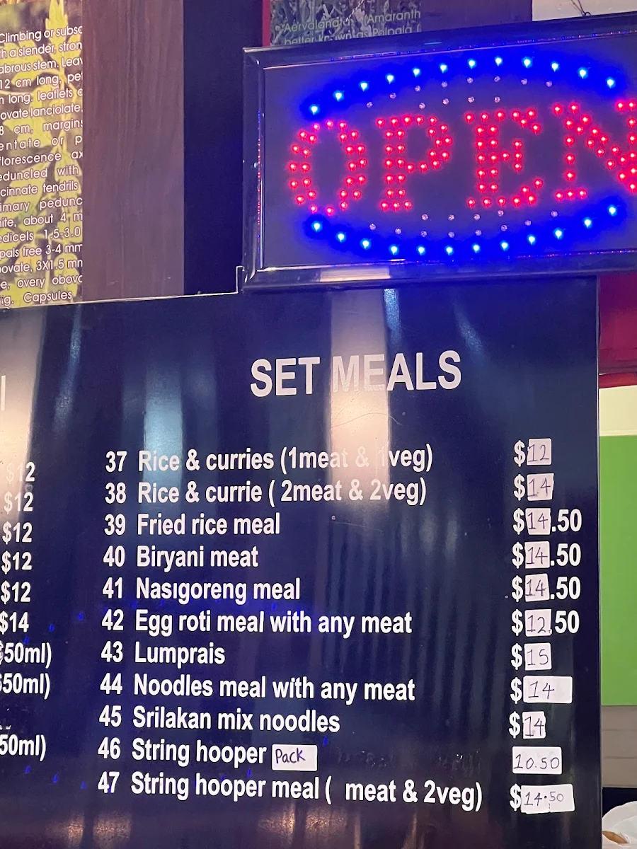 Menu, Ceylon Wok