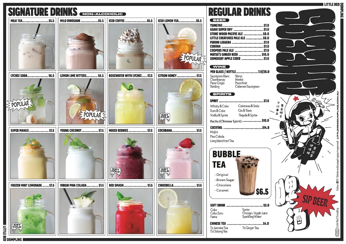 Menu, Little Red Dumpling Springwood
