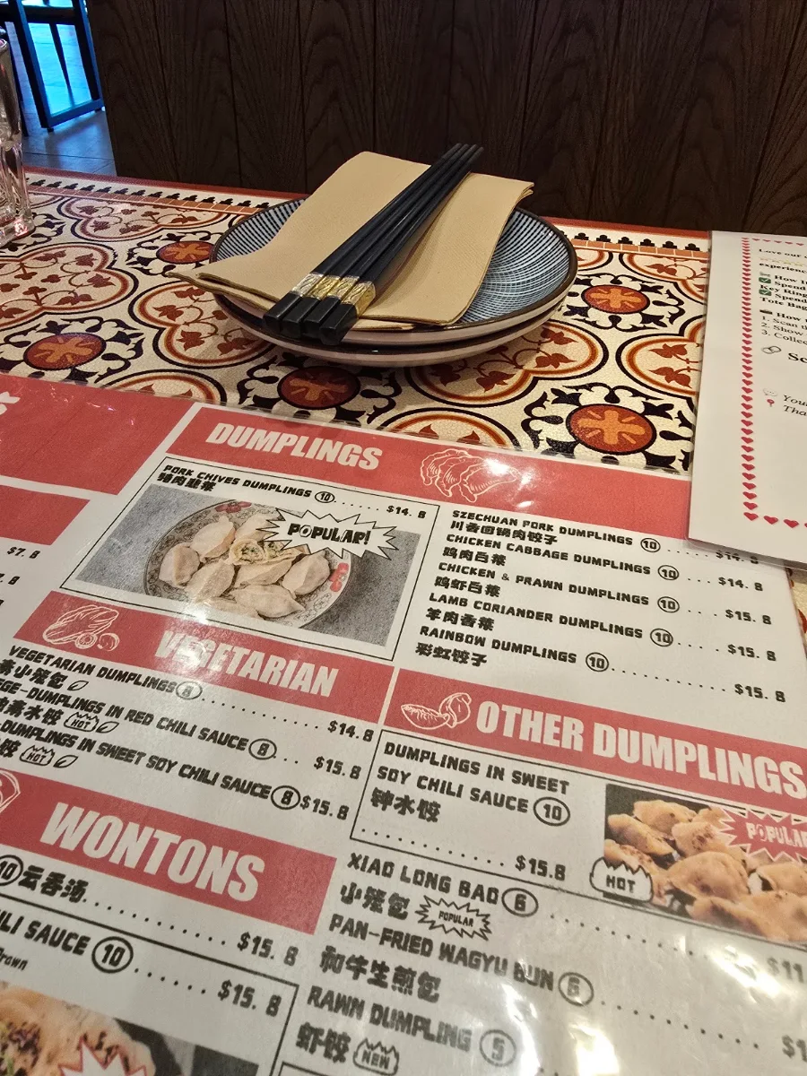 Menu, Little Red Dumpling Springwood