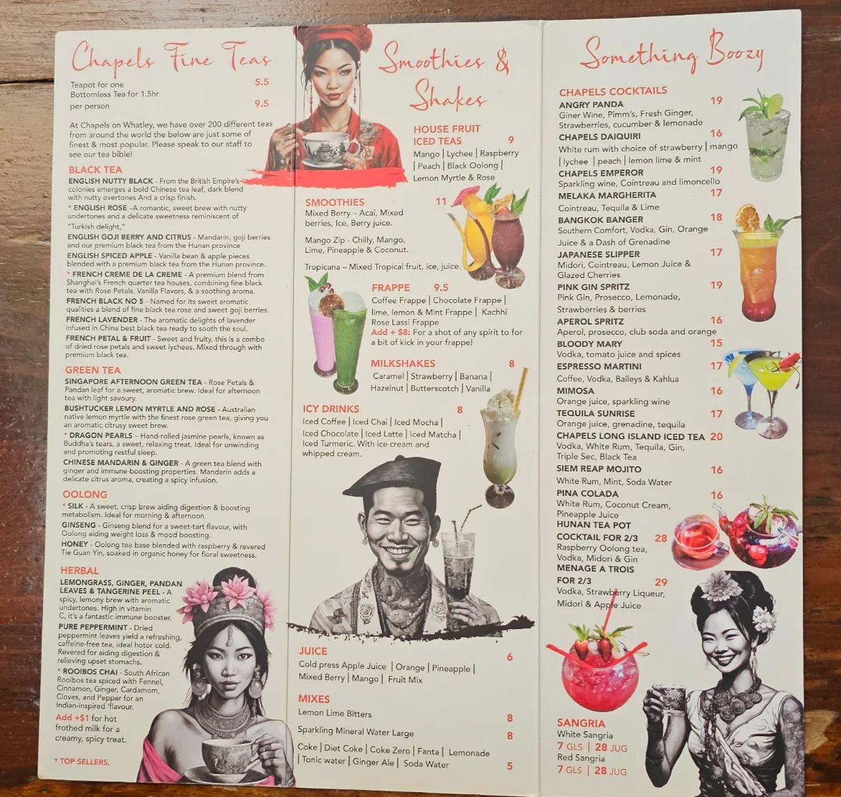 Menu, Chapels on Whatley