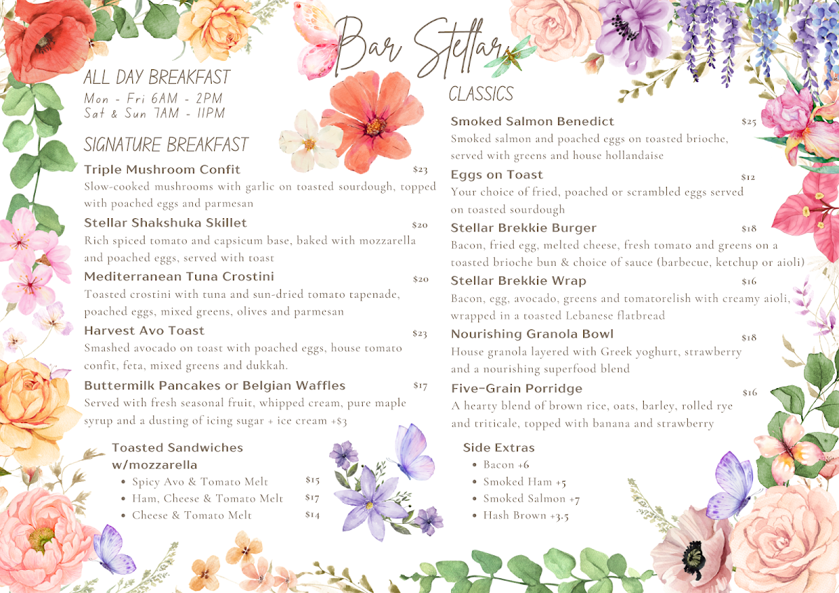 Menu, Bar Stellar