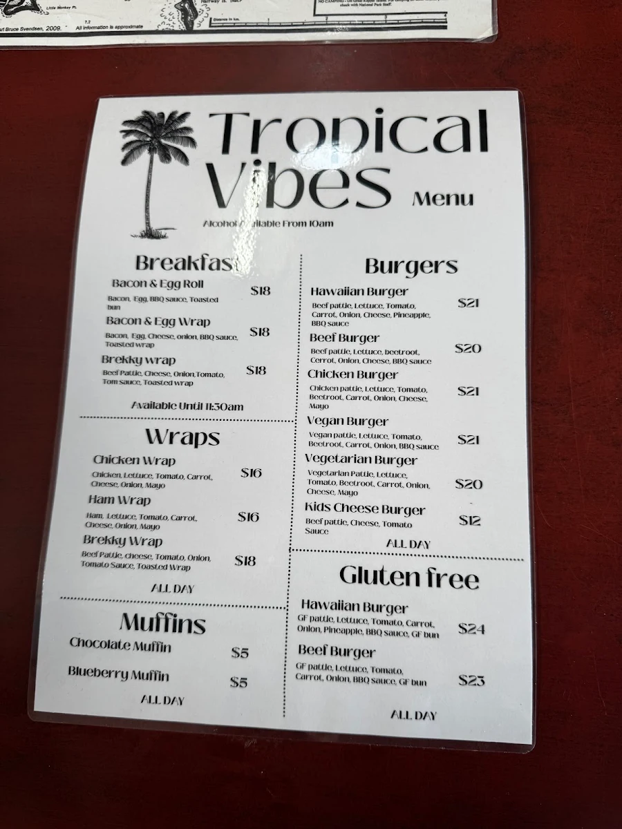 Menu, Tropical Vibes