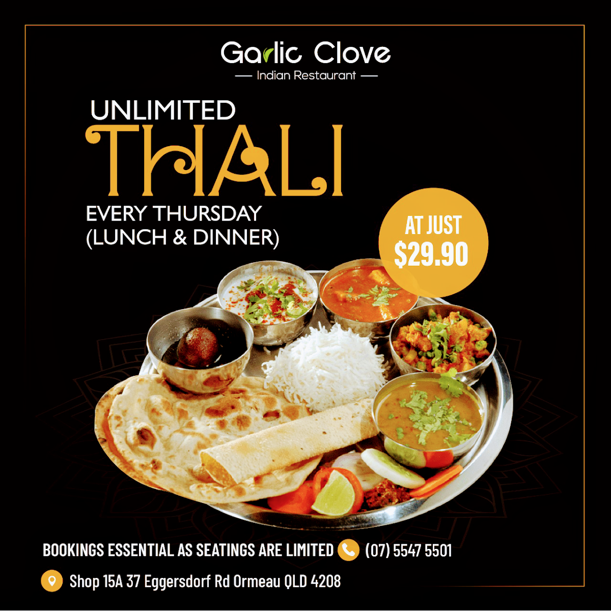 Menu, Garlic Clove Indian Restaurant