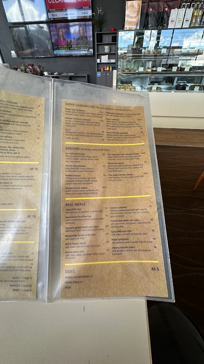Menu, Venue Café & Bar