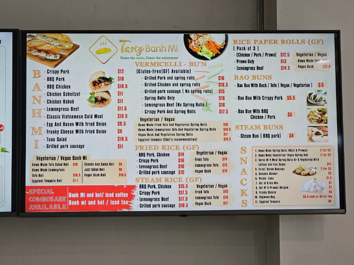 Menu, Tasty Banh Mi