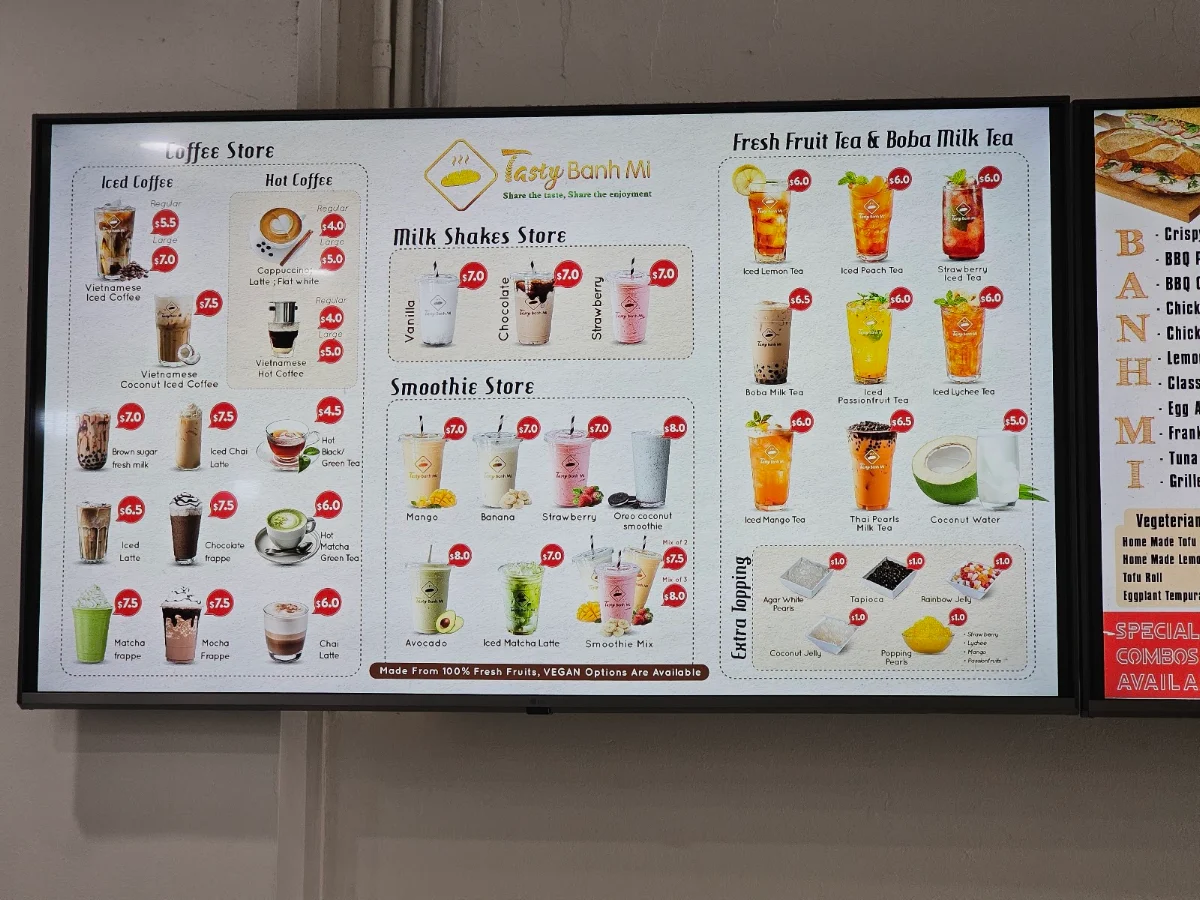 Menu, Tasty Banh Mi