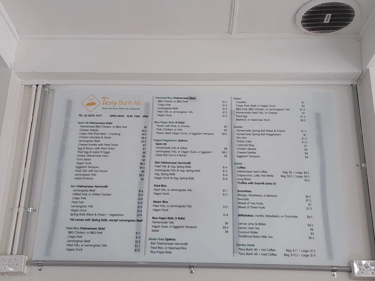 Menu, Tasty Banh Mi