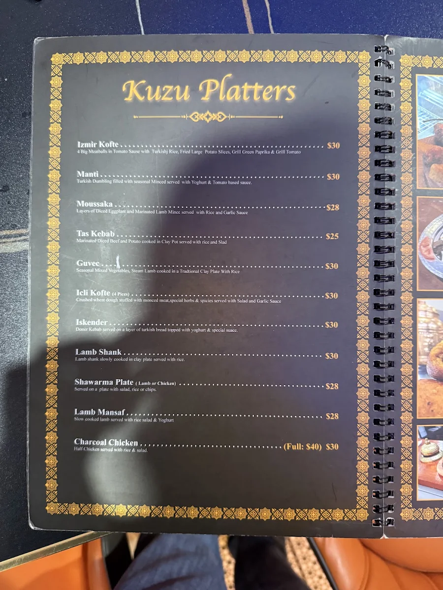 Menu, Kuzu Turkish Resturant & Shisha Lounge
