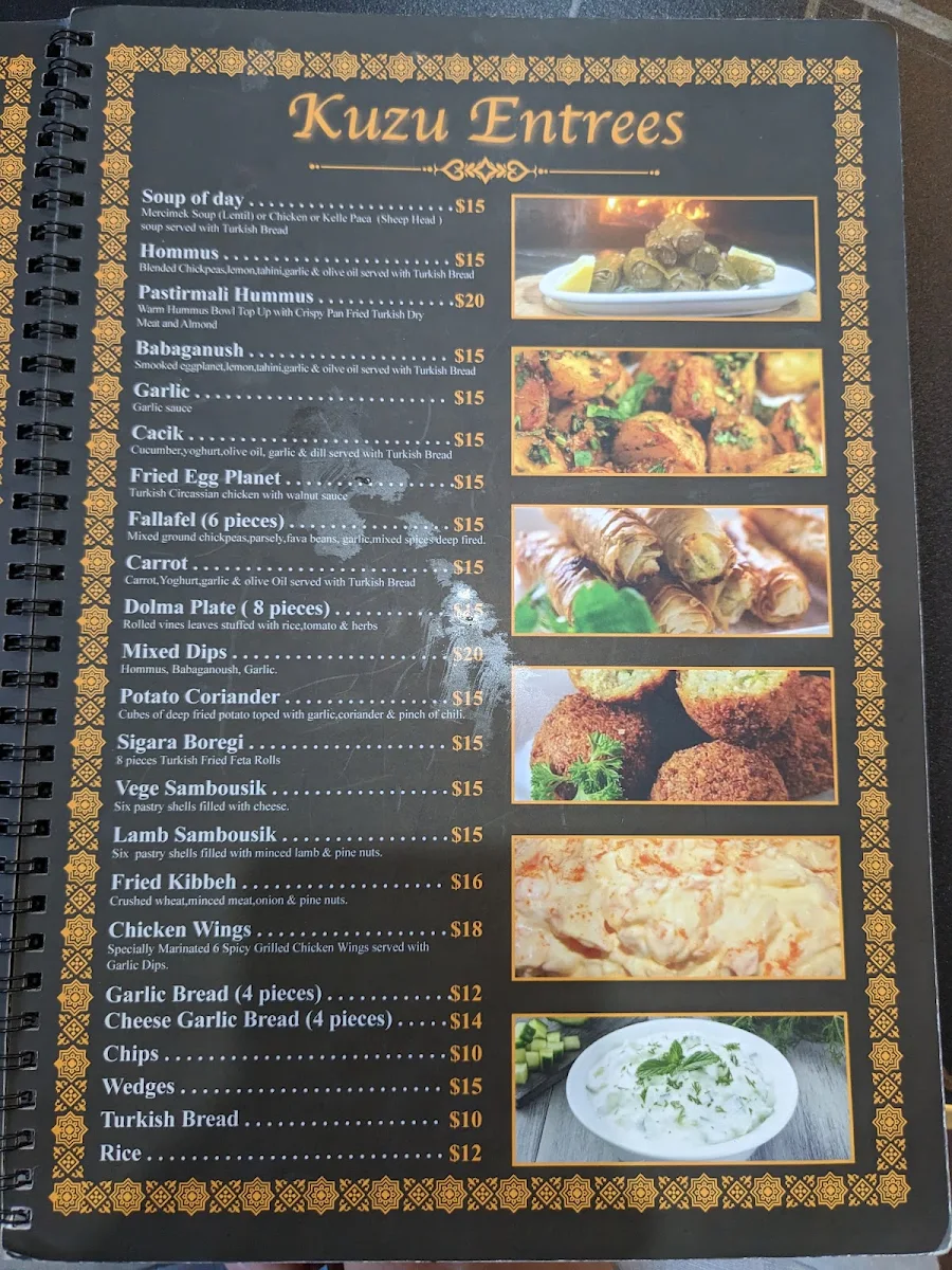Menu, Kuzu Turkish Resturant & Shisha Lounge