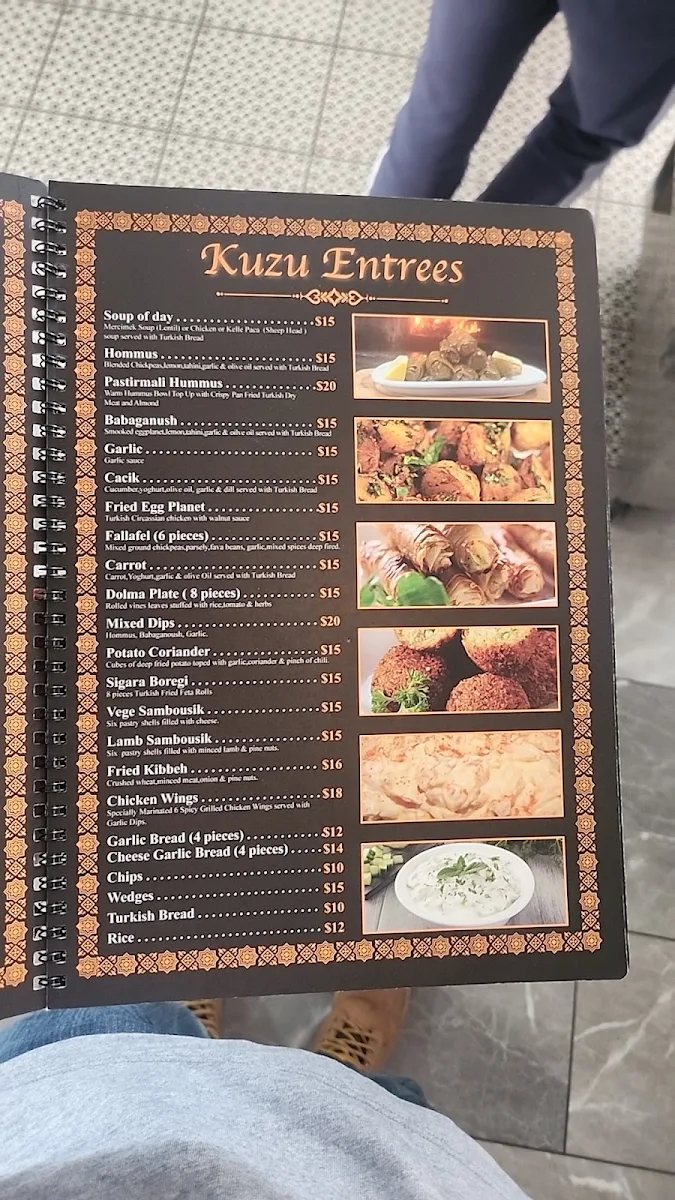 Menu, Kuzu Turkish Resturant & Shisha Lounge
