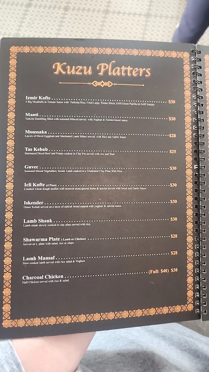 Menu, Kuzu Turkish Resturant & Shisha Lounge