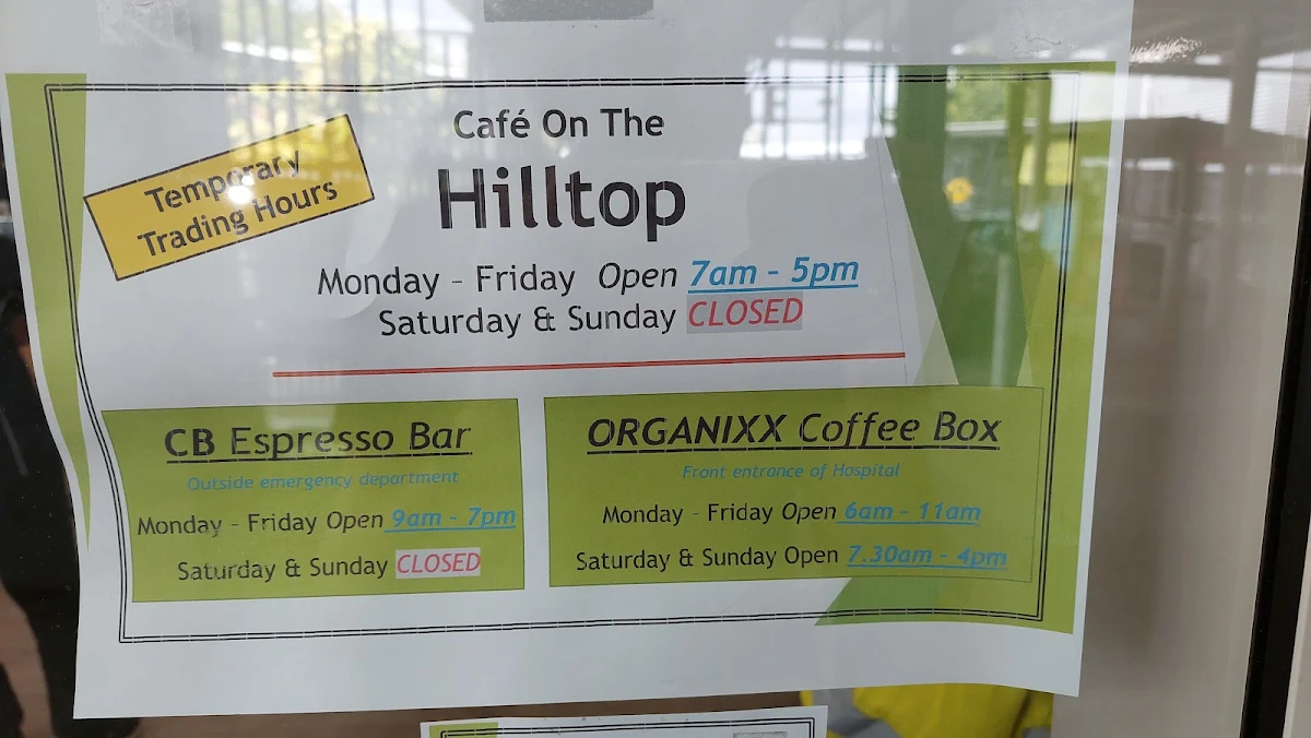 Menu, Café On The Hilltop