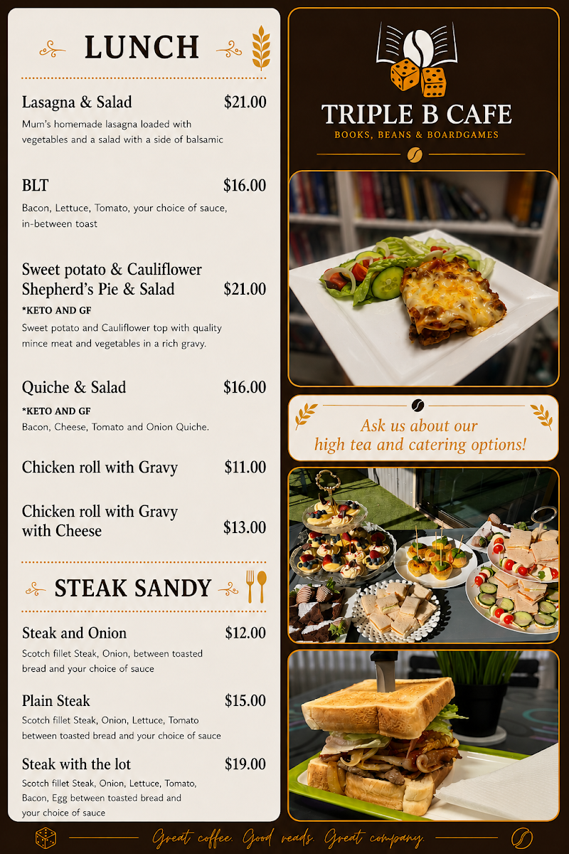 Menu, Triple B Cafe