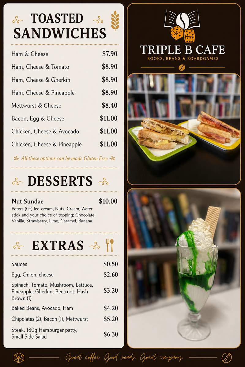 Menu, Triple B Cafe
