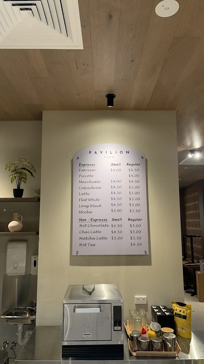 Menu, Pavilion Cafe