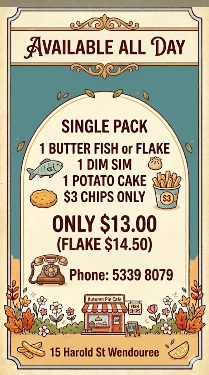 Menu, Autumn Pie Cafe
