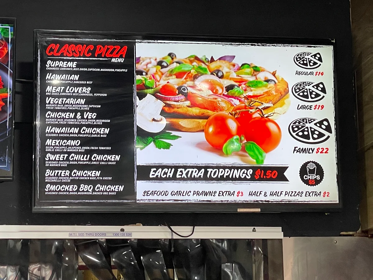Menu, Mariner Pizzeria
