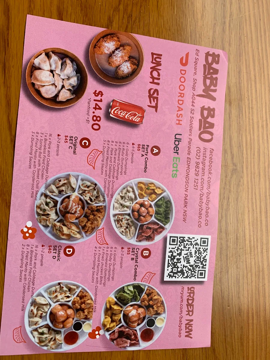 Menu, Baby Bao Edmondson Park