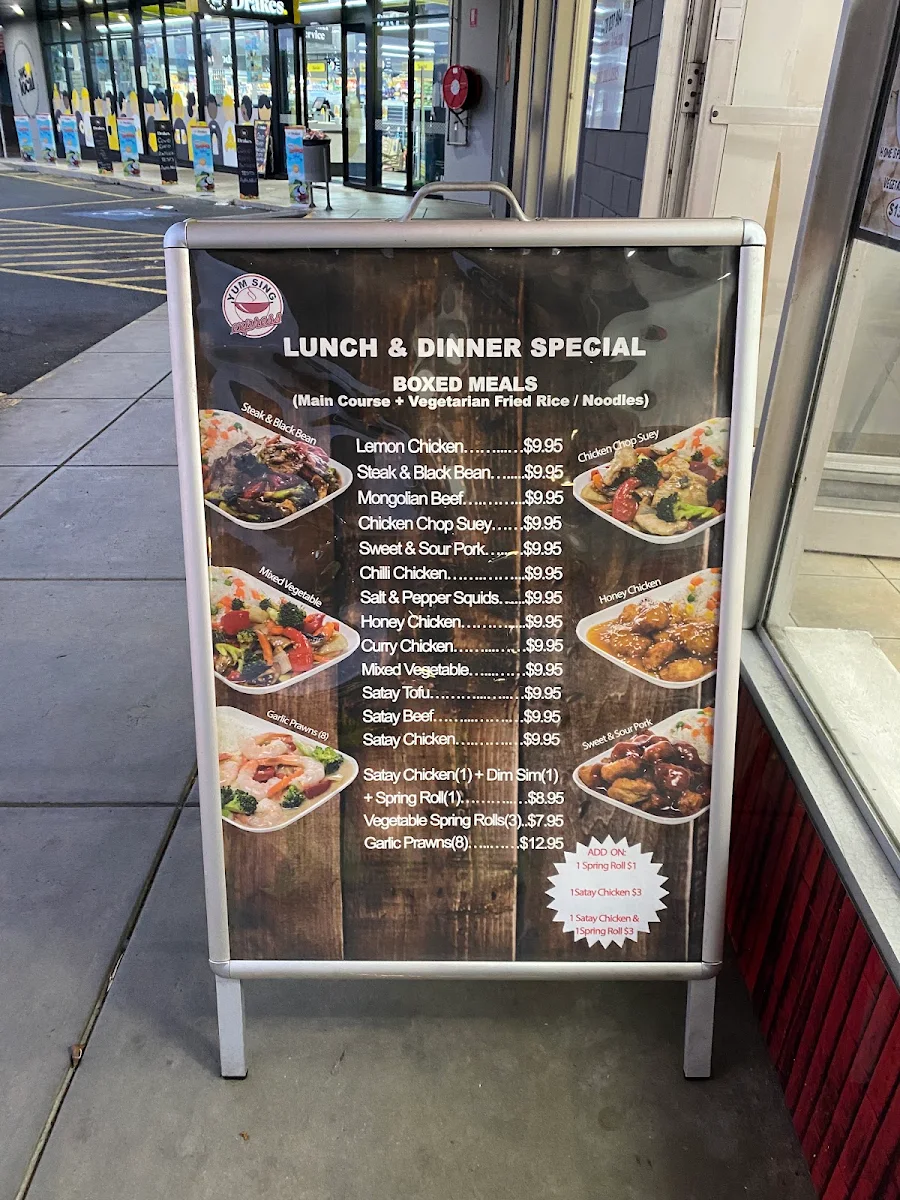 Menu, Yum Sing Express Collinswood
