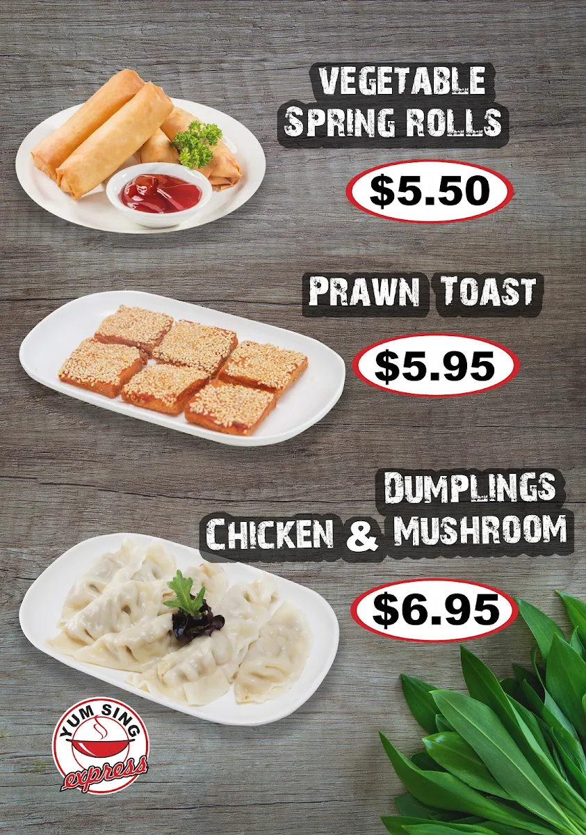 Menu, Yum Sing Express Collinswood