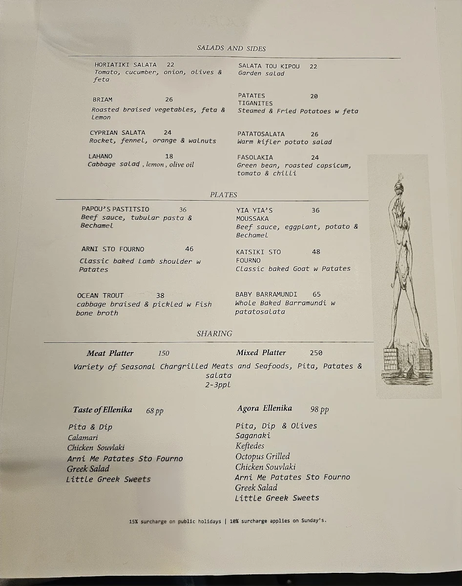 Menu, Ellenika