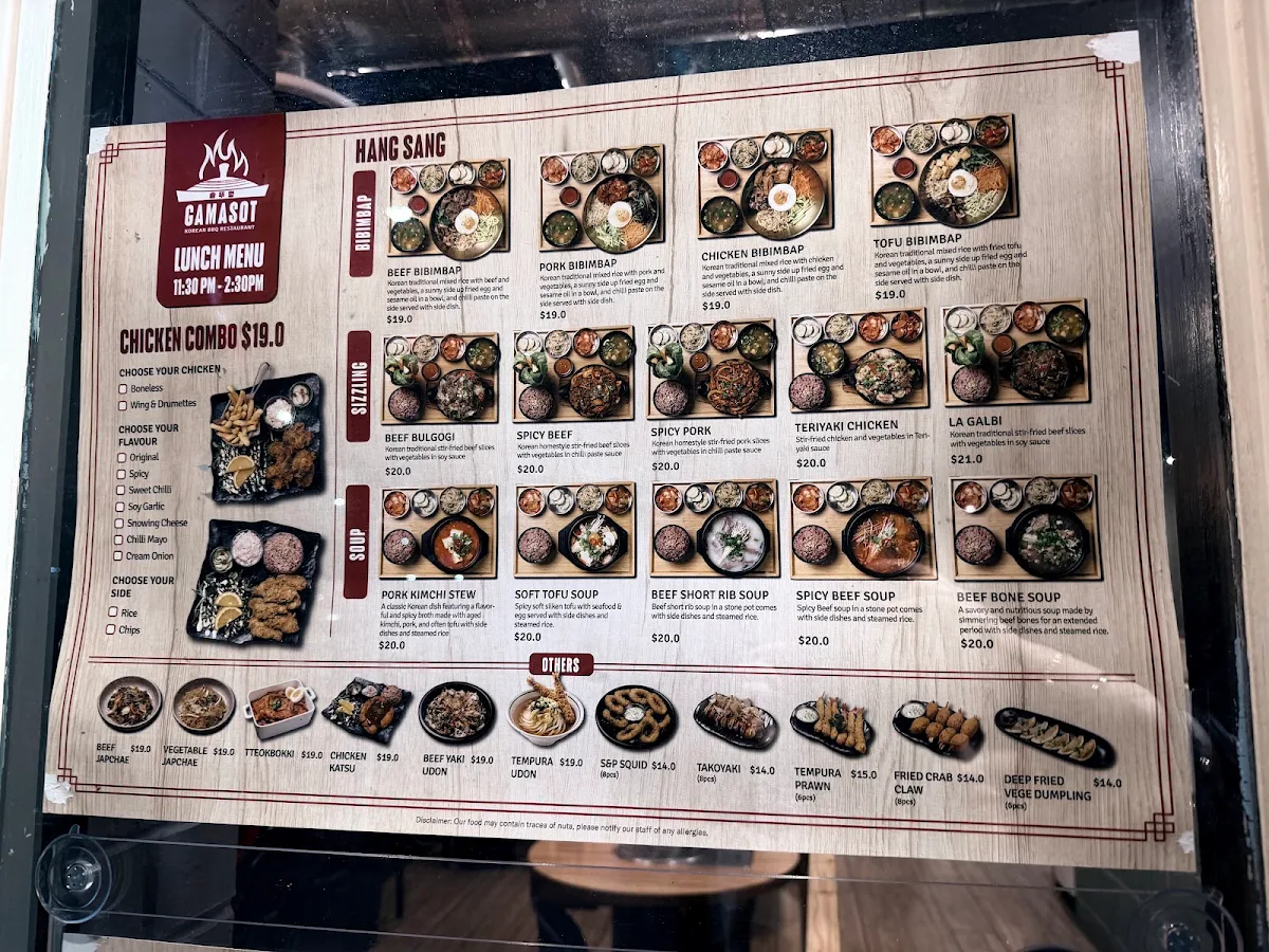Menu, Gamasot K BBQ