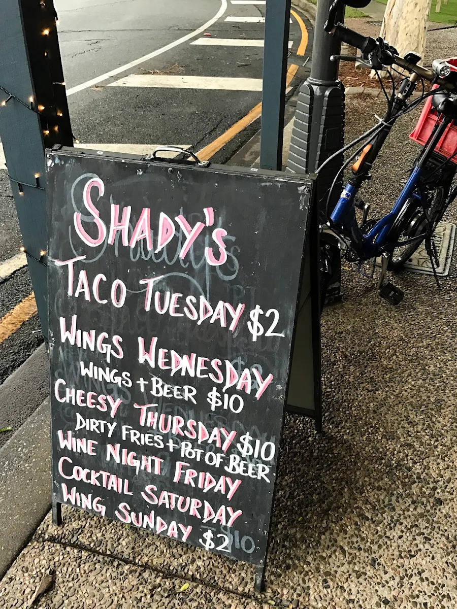 Menu, Shady Palms Cafe & Bar