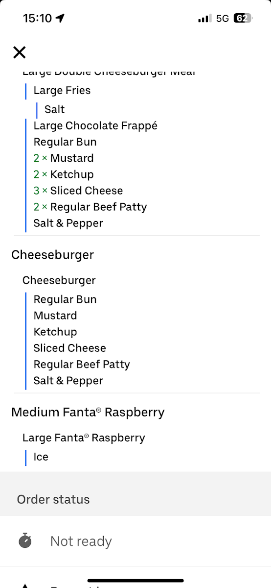 Menu, McDonald's Kings Cross