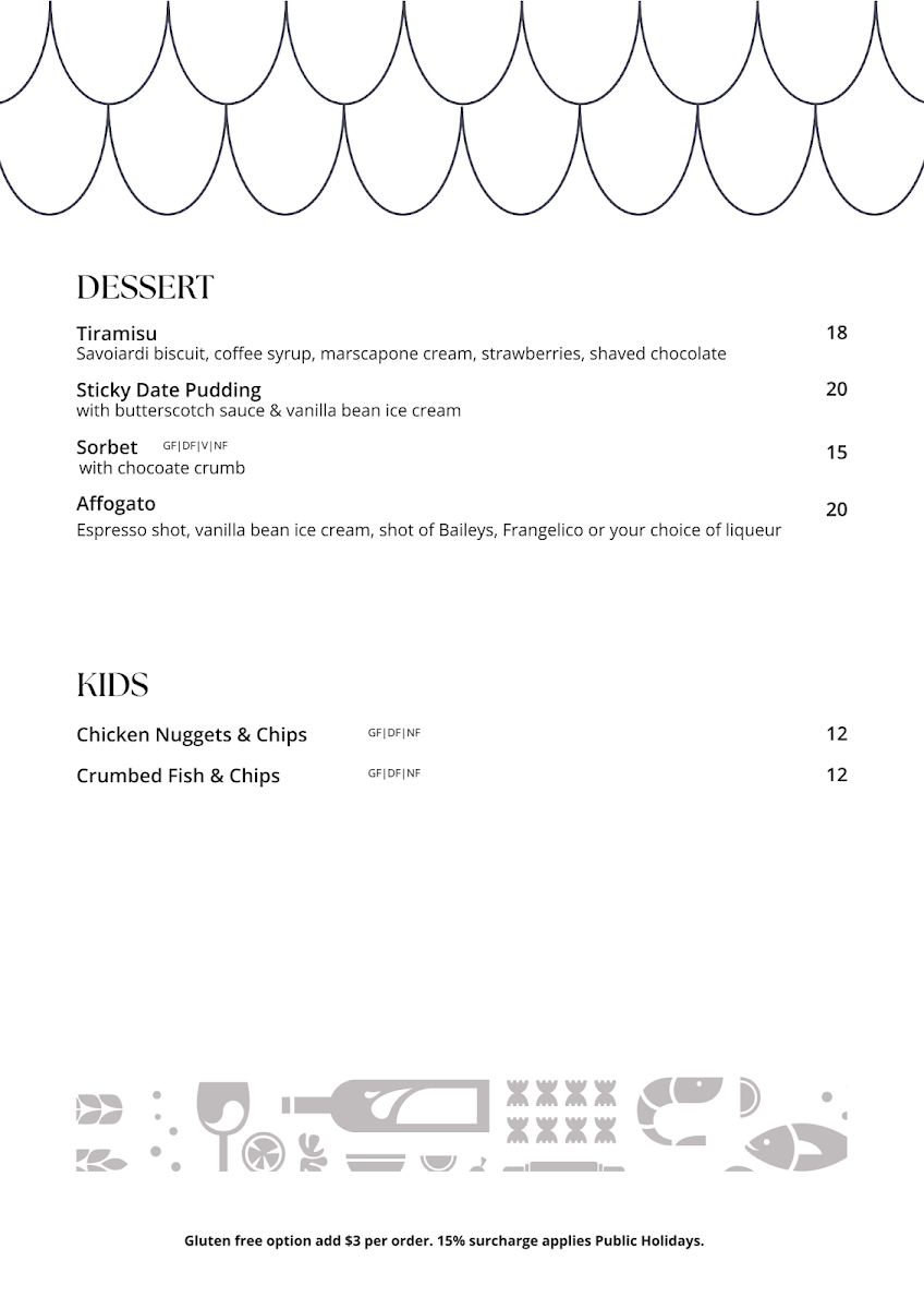 Menu, Bar Cino