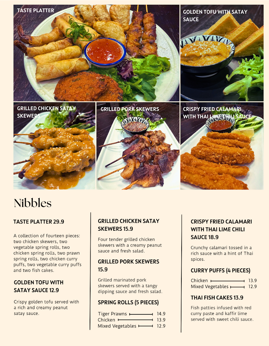 Menu, Jasmine Thai Kitchen