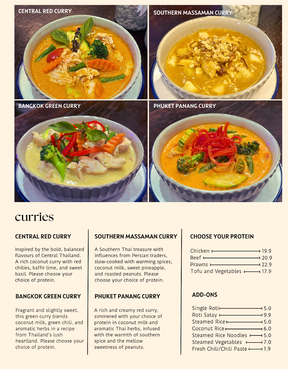 Menu, Jasmine Thai Kitchen