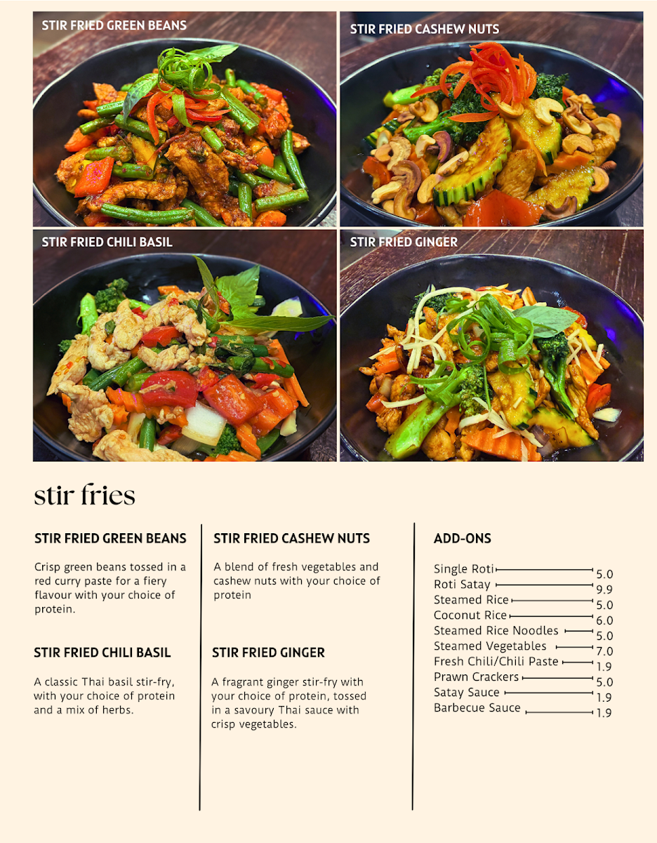 Menu, Jasmine Thai Kitchen