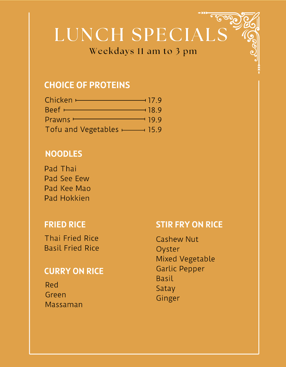 Menu, Jasmine Thai Kitchen