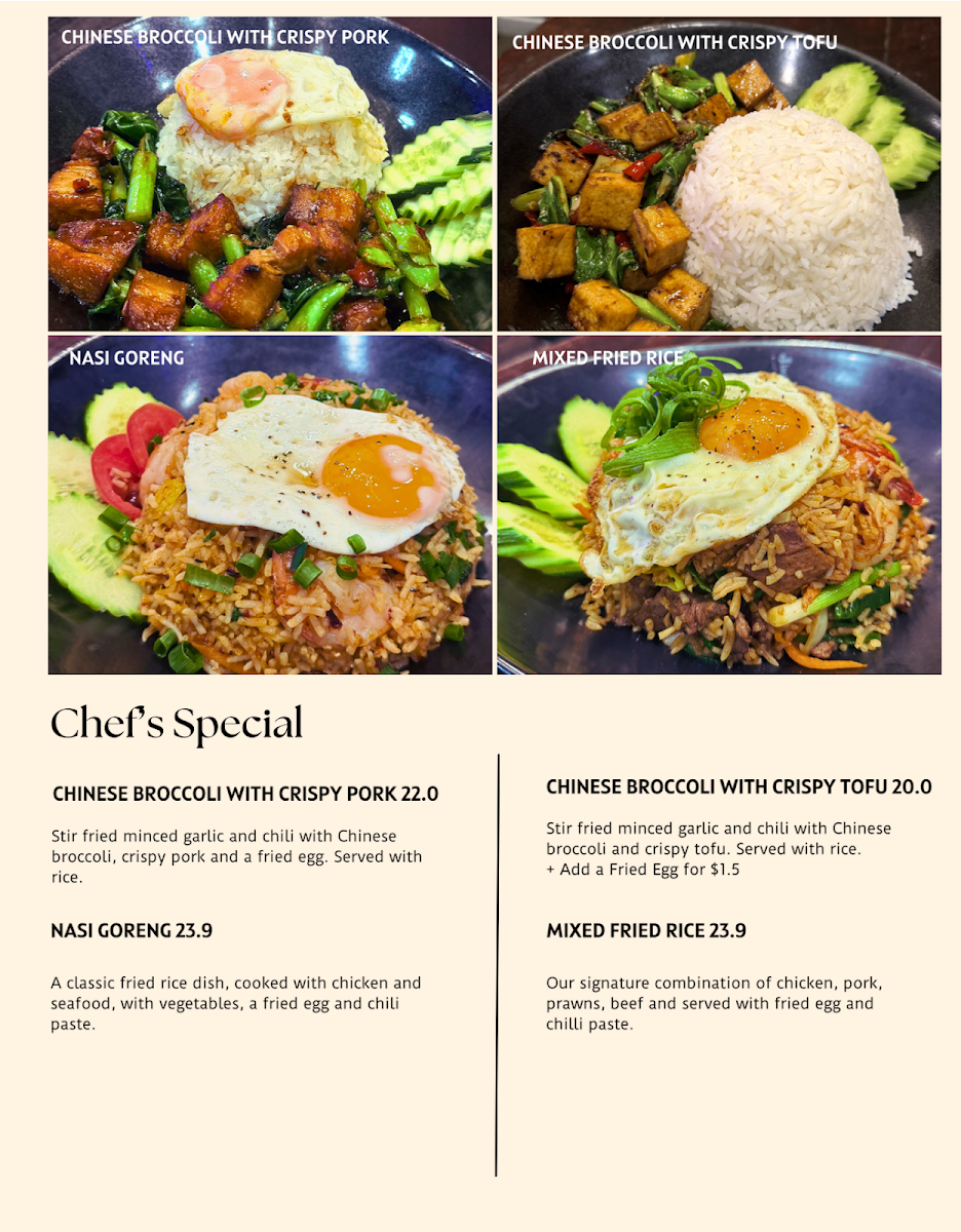 Menu, Jasmine Thai Kitchen