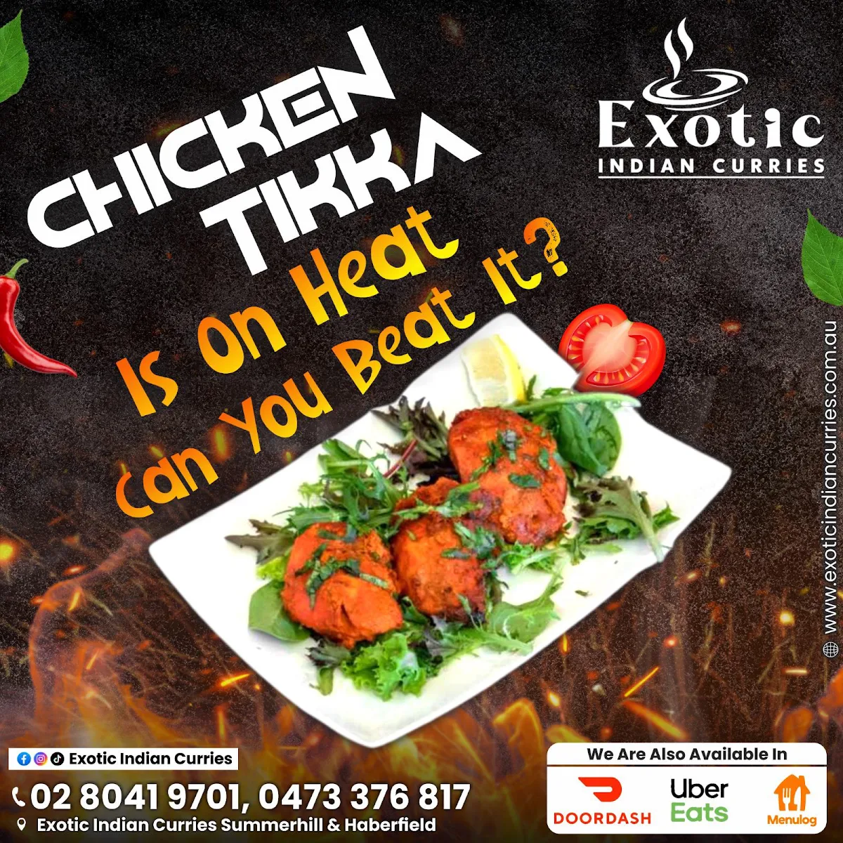 Menu, Exotic Indian Curries HABERFIELD
